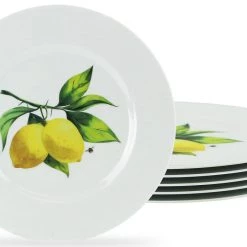 Reston Lloyd Ltd. 6pc Melamine Salad Plate Set, Fresh Lemons