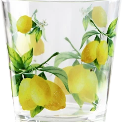 Calypso Basics Fresh Lemons, Acrylic Drinkware, 14 Oz, Rock Glass, Set Of 6
