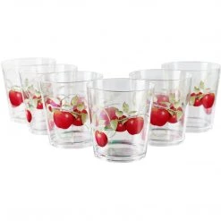 Calypso Basics Harvest Apples, Acrylic Drinkware, 14 Oz, Rock Glass, Set Of 6