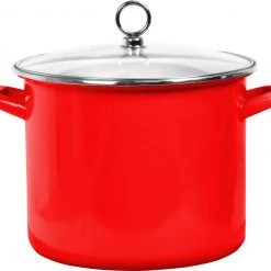 Reston Lloyd Ltd. CALYPSO BASICS 8 Qt Stock Pot With Glass Lid, Red