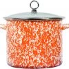 Reston Lloyd Ltd. 8 Qt Stock Pot With Glass Lid, Orange Marble