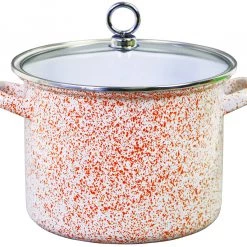 Reston Lloyd Ltd. Stock Pot With Glass Lid, Orange Sponge Effect CALYPSO BASICS