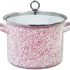 Reston Lloyd Ltd. Stock Pot With Glass Lid, Red Sponge Effect