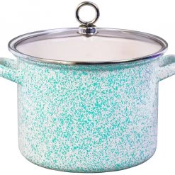 Reston Lloyd Ltd. CALYPSO BASICS Stock Pot With Glass Lid, Turquoise Sponge Effect