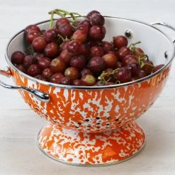 Reston Lloyd Ltd. 3 Qt Enamel Colander, Orange Marble