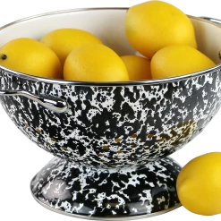 Reston Lloyd Ltd. 3 Qt Enamel Colander, Black Marble CALYPSO BASICS