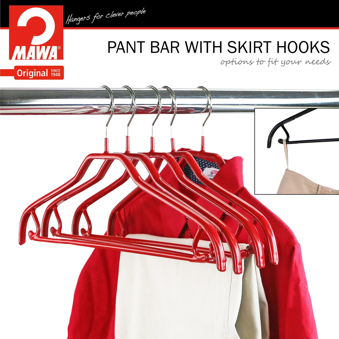 MAWA MAWA HANGERS Silhouette, 41-FRS, Pant Bar/Skirt Hook Hanger, Red 4 MAWA MAWA HANGERS Silhouette, 41-FRS, Pant Bar/Skirt Hook Hanger, Red