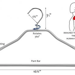 MAWA MAWA HANGERS BodyForm, 42-LS, Pant Bar Hanger, Silver