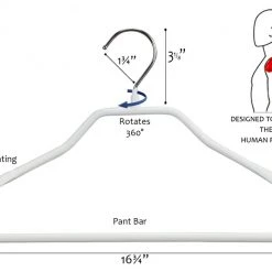 MAWA MAWA HANGERS BodyForm, 42-LS, Pant Bar Hanger, White
