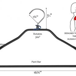 MAWA MAWA HANGERS BodyForm, 42-LS, Pant Bar Hanger, Black