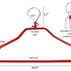 MAWA BodyForm, 42-LS, Pant Bar Hanger, Red MAWA HANGERS
