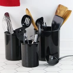 Calypso Basics 3pc Plastic Utensil Holders, Black