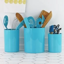 Calypso Basics X-Large Plastic Utensil Holder, Turquoise