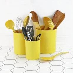 Calypso Basics 3pc Plastic Utensil Holders, Lemon