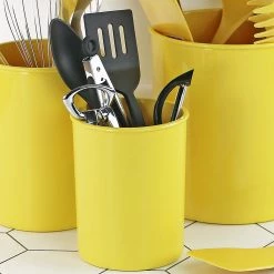 Calypso Basics Mini Plastic Utensil Holder, Lemon