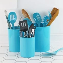 Calypso Basics 3pc Plastic Utensil Holders, Turquoise