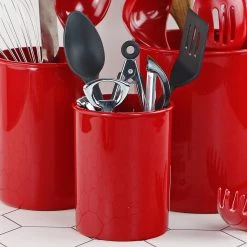 Calypso Basics Mini Plastic Utensil Holder, Red