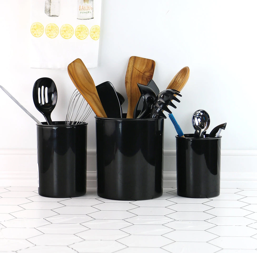 Calypso Basics X-Large Plastic Utensil Holder, Black 4 Calypso Basics X-Large Plastic Utensil Holder, Black