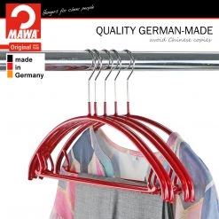 MAWA Euro, 42-U, Pant Bar/Skirt Hook Hanger, Red MAWA HANGERS
