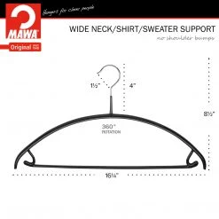 MAWA MAWA HANGERS Euro, 42-U, Pant Bar/Skirt Hook Hanger, Black