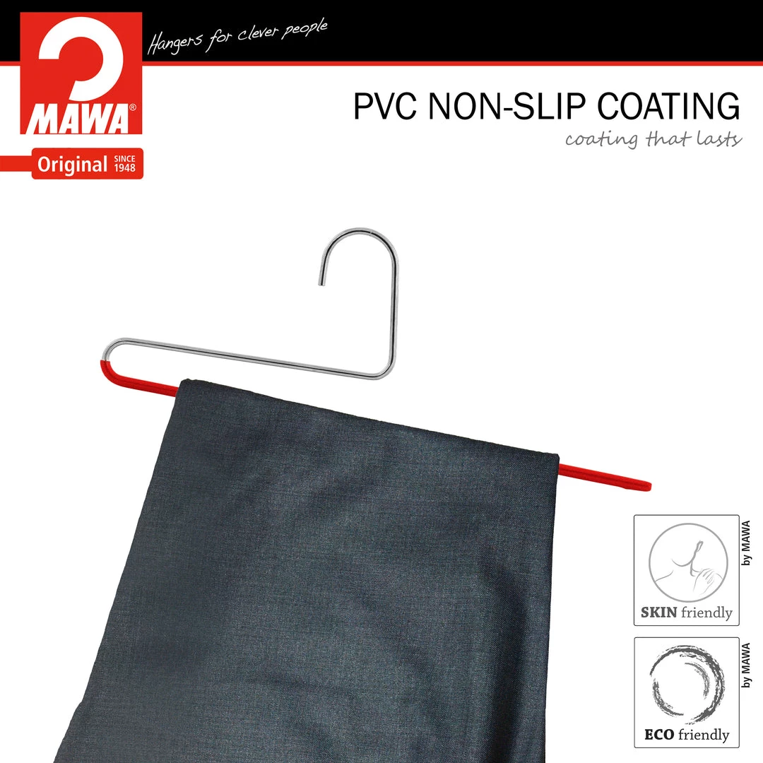 MAWA Reverse Trouser Hanger, KH-35U, Single Rod, Red MAWA HANGERS 5 MAWA Reverse Trouser Hanger, KH-35U, Single Rod, Red MAWA HANGERS