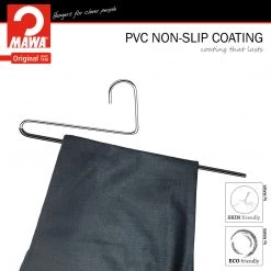 MAWA MAWA HANGERS Reverse Trouser Hanger, KH-35U, Single Rod, Black