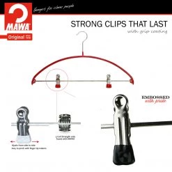 MAWA Euro, 40-PK, Pant Bar With Two Clips, Red MAWA HANGERS