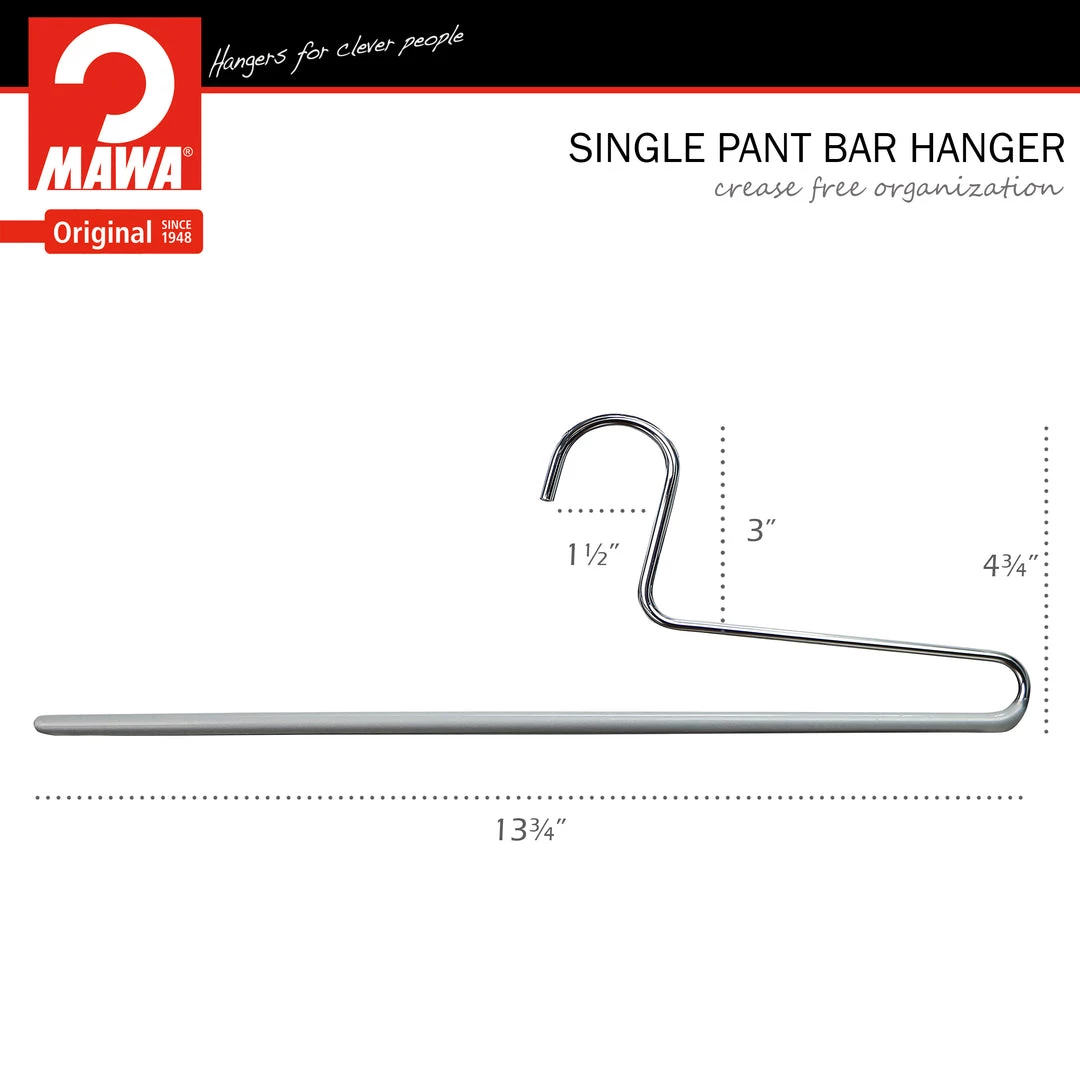 MAWA Trouser Hanger, KH-1, Single Rod, Silver 6 MAWA Trouser Hanger, KH-1, Single Rod, Silver
