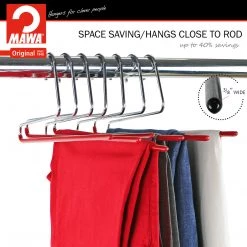 MAWA Reverse Trouser Hanger, KH-35U, Single Rod, Red MAWA HANGERS 12 MAWA Reverse Trouser Hanger, KH-35U, Single Rod, Red MAWA HANGERS