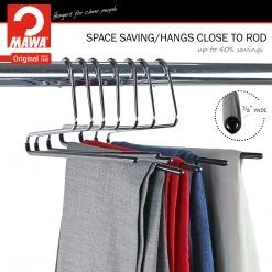 MAWA MAWA HANGERS Reverse Trouser Hanger, KH-35U, Single Rod, Black