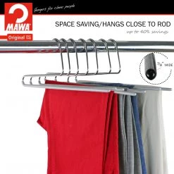 MAWA Reverse Trouser Hanger, KH-35U, Single Rod, Silver MAWA HANGERS