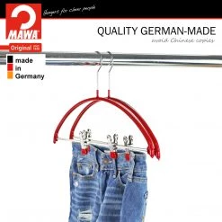 MAWA Euro, 40-PK, Pant Bar With Two Clips, Red MAWA HANGERS