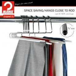MAWA MAWA HANGERS Reverse Trouser Hanger, KH-35U, Single Rod, White