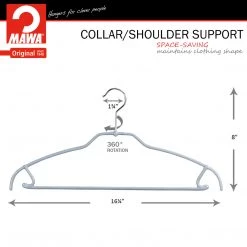 MAWA MAWA HANGERS Silhouette Ultra Thin, 42-FTU, Pant Bar/Skirt Hook Hanger, Silver