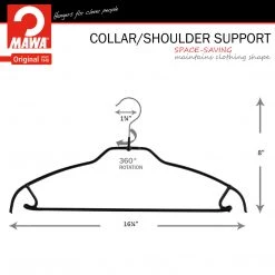 MAWA Silhouette Ultra Thin, 42-FTU, Pant Bar/Skirt Hook Hanger, Black