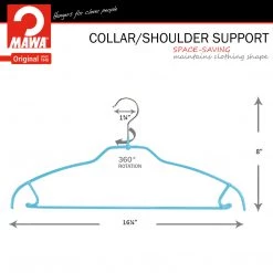 MAWA Silhouette Ultra Thin, 42-FTU, Pant Bar/Skirt Hook Hanger, Blue MAWA HANGERS