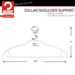 MAWA Silhouette Ultra Thin, 42-FTU, Pant Bar/Skirt Hook Hanger, White MAWA HANGERS