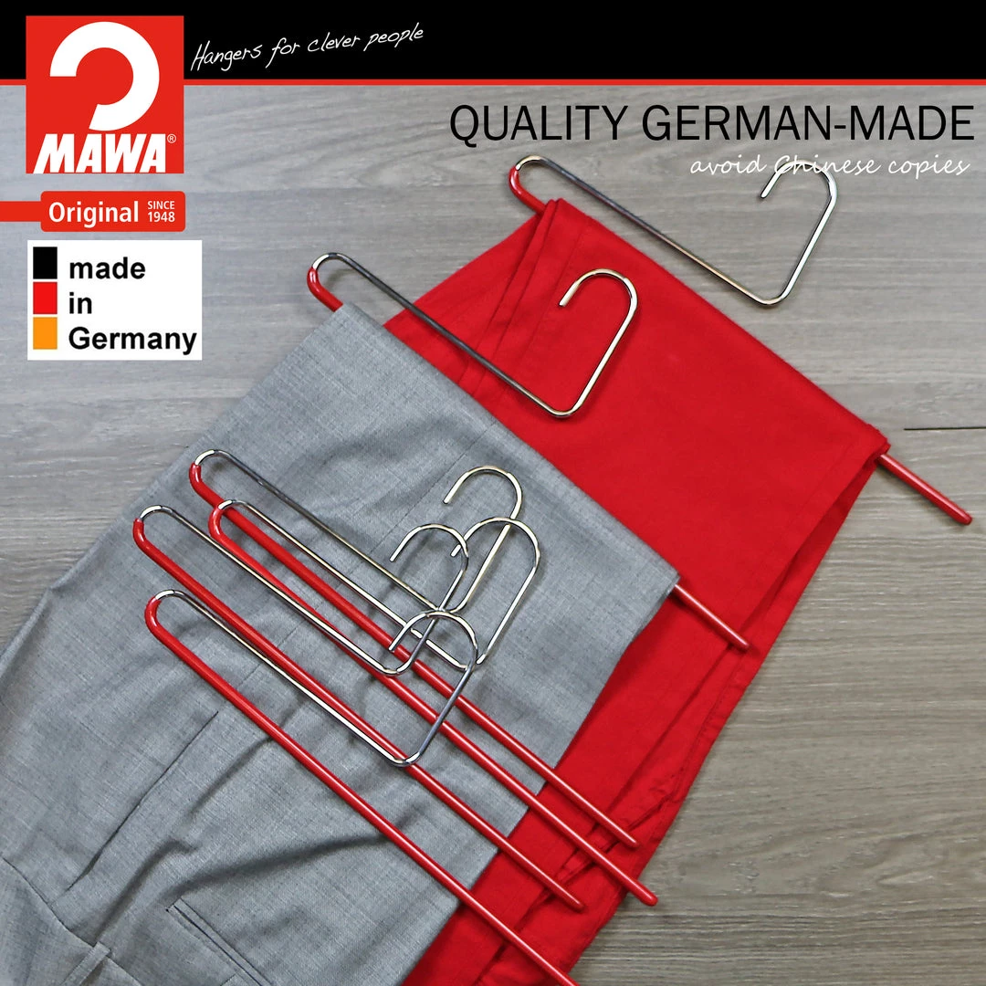 MAWA Reverse Trouser Hanger, KH-35U, Single Rod, Red MAWA HANGERS 8 MAWA Reverse Trouser Hanger, KH-35U, Single Rod, Red MAWA HANGERS