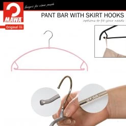 MAWA MAWA HANGERS Euro Ultra Thin, 42-PTU, Pant Bar/Skirt Hook Hanger, Pink