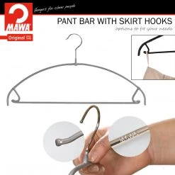 MAWA Euro Ultra Thin, 42-PTU, Pant Bar/Skirt Hook Hanger, Silver MAWA HANGERS