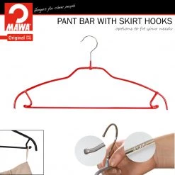 MAWA Silhouette Ultra Thin, 42-FTU, Pant Bar/Skirt Hook Hanger, Red