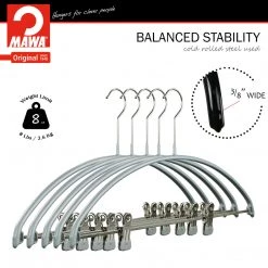MAWA Euro, 40-PK, Pant Bar With Two Clips, Silver