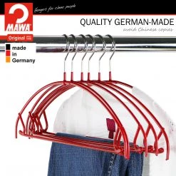 MAWA Euro Ultra Thin, 42-PTU, Pant Bar/Skirt Hook Hanger, Red MAWA HANGERS