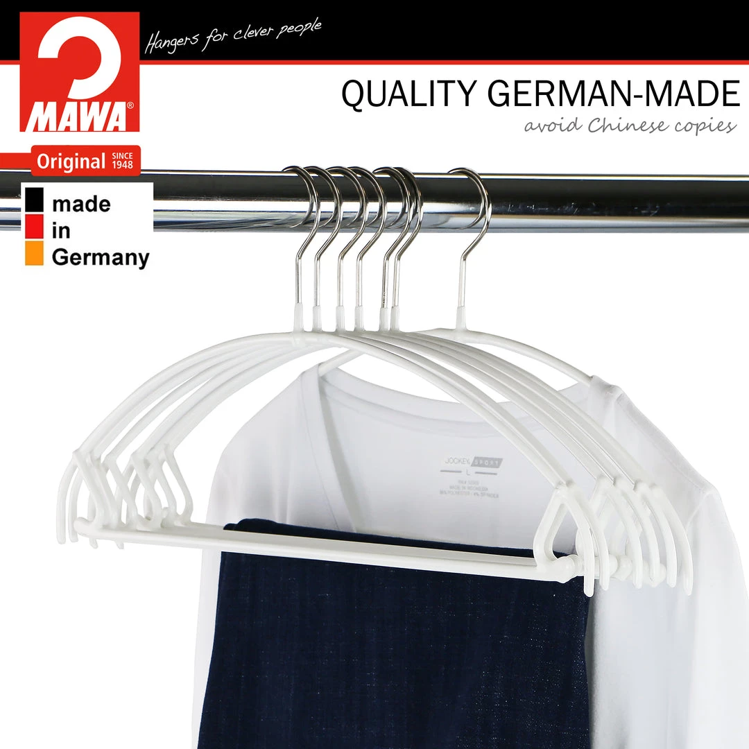 MAWA Euro Ultra Thin, 42-PTU, Pant Bar/Skirt Hook Hanger, White MAWA HANGERS 4 MAWA Euro Ultra Thin, 42-PTU, Pant Bar/Skirt Hook Hanger, White MAWA HANGERS