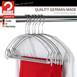 MAWA Euro Ultra Thin, 42-PTU, Pant Bar/Skirt Hook Hanger, Silver MAWA HANGERS