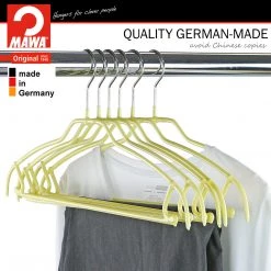 MAWA MAWA HANGERS Silhouette Ultra Thin, 42-FTU, Pant Bar/Skirt Hook Hanger, Yellow