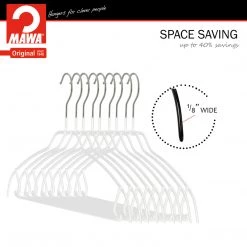 MAWA Silhouette Ultra Thin, 42-FTU, Pant Bar/Skirt Hook Hanger, White MAWA HANGERS