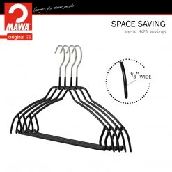 MAWA Silhouette Ultra Thin, 42-FTU, Pant Bar/Skirt Hook Hanger, Black