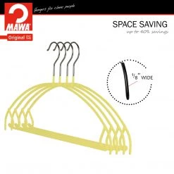 MAWA Euro Ultra Thin, 42-PTU, Pant Bar/Skirt Hook Hanger, Yellow