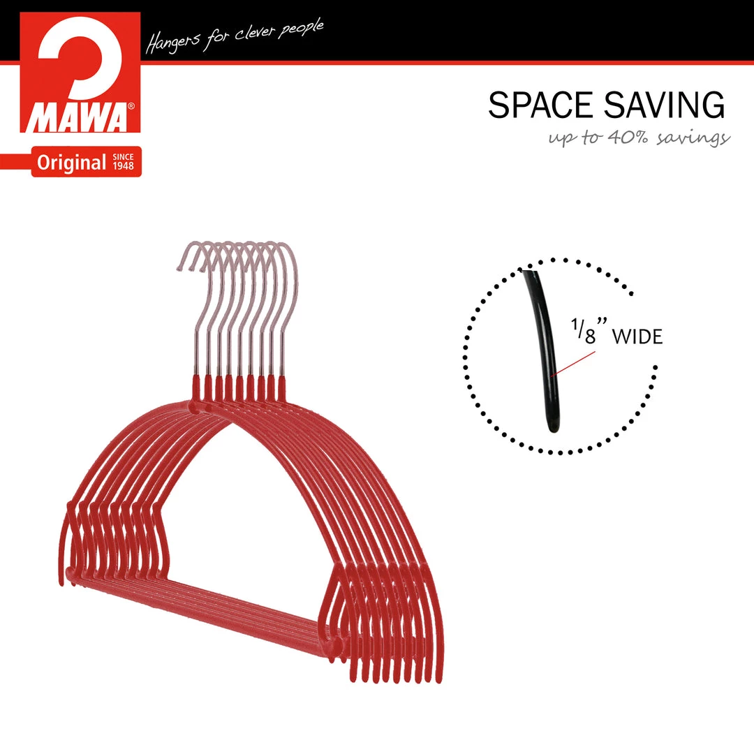 MAWA Euro Ultra Thin, 42-PTU, Pant Bar/Skirt Hook Hanger, Red MAWA HANGERS 9 MAWA Euro Ultra Thin, 42-PTU, Pant Bar/Skirt Hook Hanger, Red MAWA HANGERS